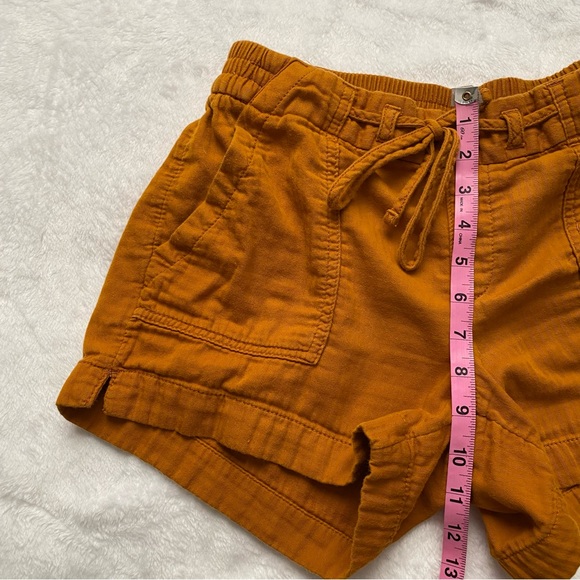 Mustard Orange Crinkled Styled Pull On Shorts - Picture 5 of 11